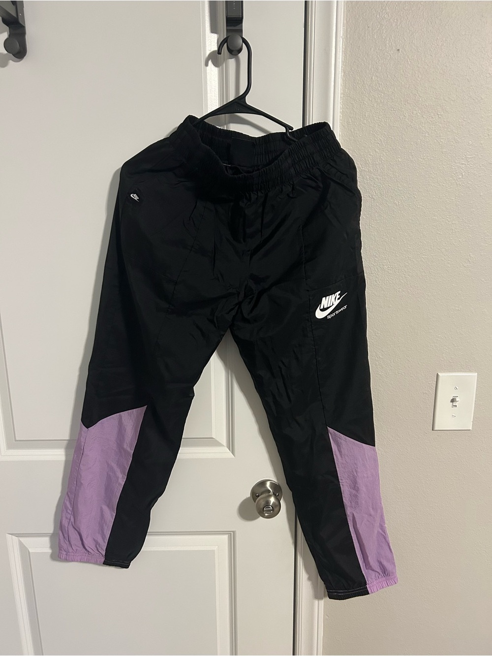 Nike Black and Lavender Panel Joggers for Kids